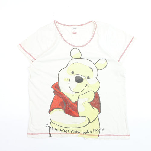 Disney Winnie the Pooh Womens White Cotton T-Shirt Nightshirt L