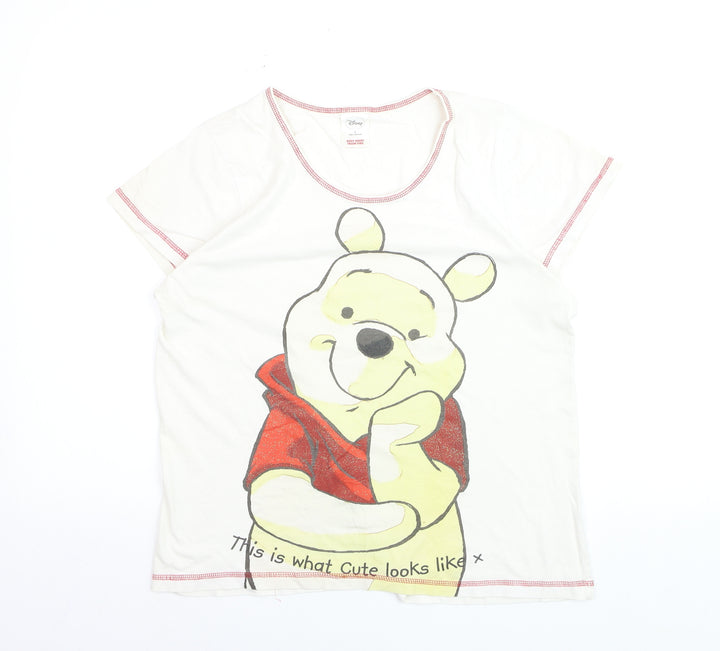 Disney Winnie the Pooh Womens White Cotton T-Shirt Nightshirt L