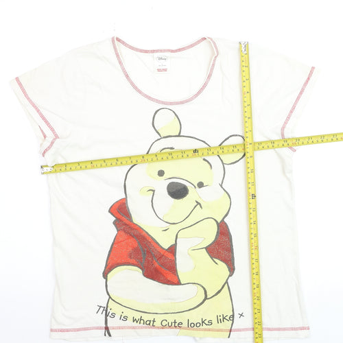 Disney Winnie the Pooh Womens White Cotton T-Shirt Nightshirt L