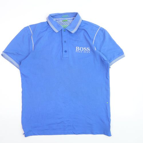 Hugo Boss Men's Blue Modern Fit Cotton Polo Shirt M