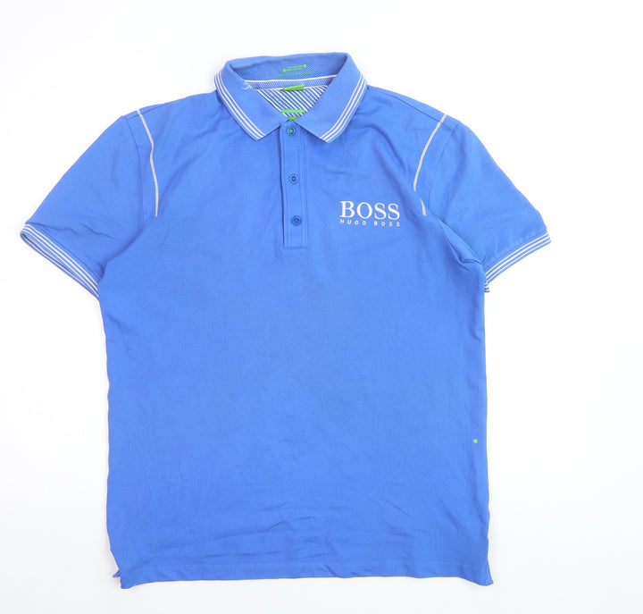 Hugo Boss Men's Blue Modern Fit Cotton Polo Shirt M