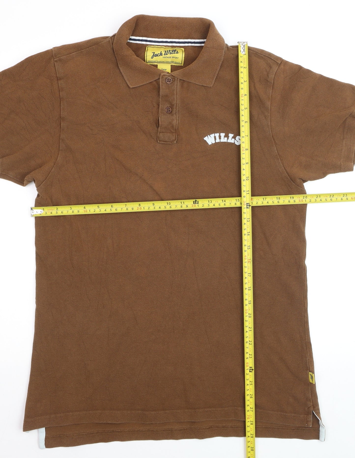 Jack Wills Men's Brown Cotton Polo Shirt Size L Short Sleeve Casual