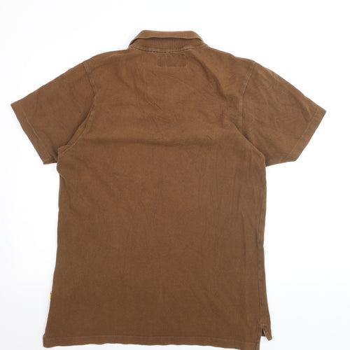 Jack Wills Men's Brown Cotton Polo Shirt Size L Short Sleeve Casual