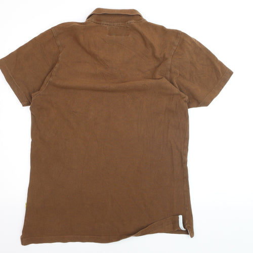 Jack Wills Men's Brown Cotton Polo Shirt Size L Short Sleeve Casual