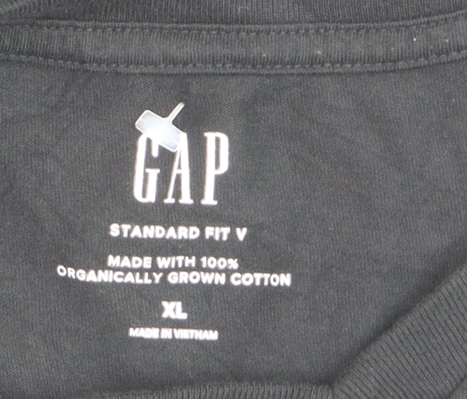 GAP Men's Black XL V-Neck Classic Cotton T-Shirt