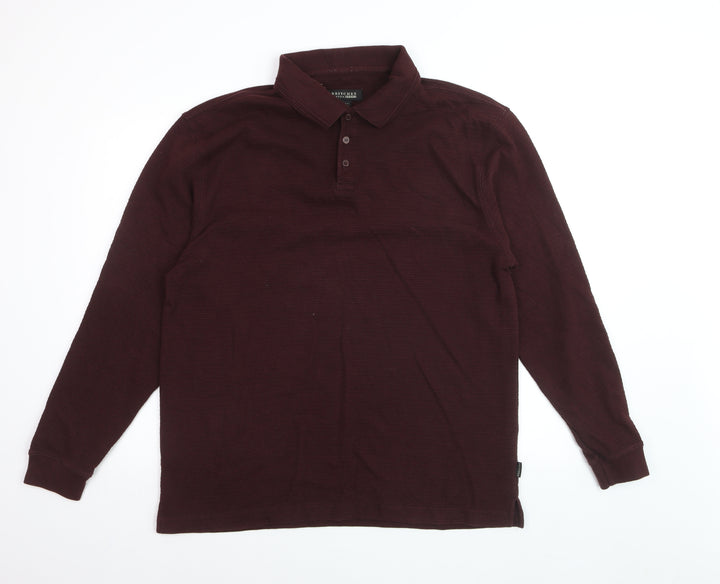 Britches Men’s Brown Long Sleeve Cotton Blend Polo Shirt XL