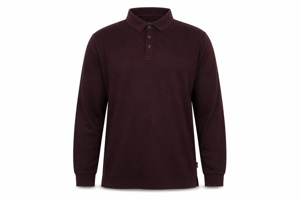 Britches Men’s Brown Long Sleeve Cotton Blend Polo Shirt XL