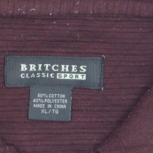 Britches Men’s Brown Long Sleeve Cotton Blend Polo Shirt XL