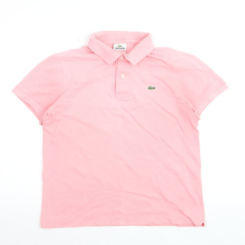 Lacoste Men's Pink Short Sleeve Cotton Polo Shirt Size L