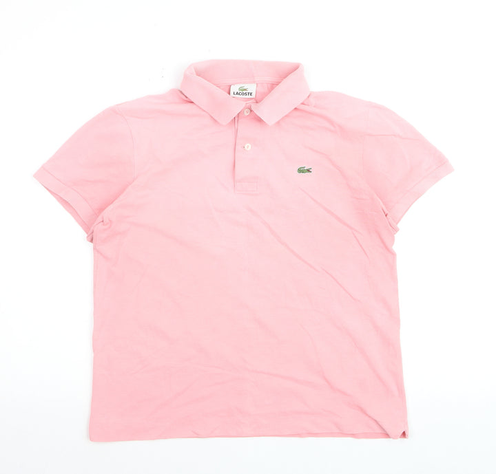 Lacoste Men's Pink Short Sleeve Cotton Polo Shirt Size L