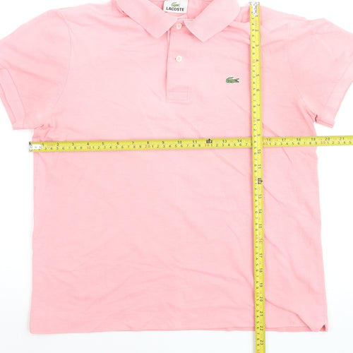 Lacoste Men's Pink Short Sleeve Cotton Polo Shirt Size L