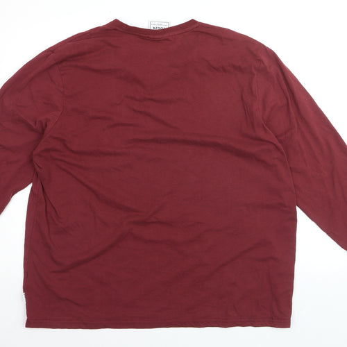 TOG24 Men's Red 2XL Long Sleeve Henley Cotton Blend Top