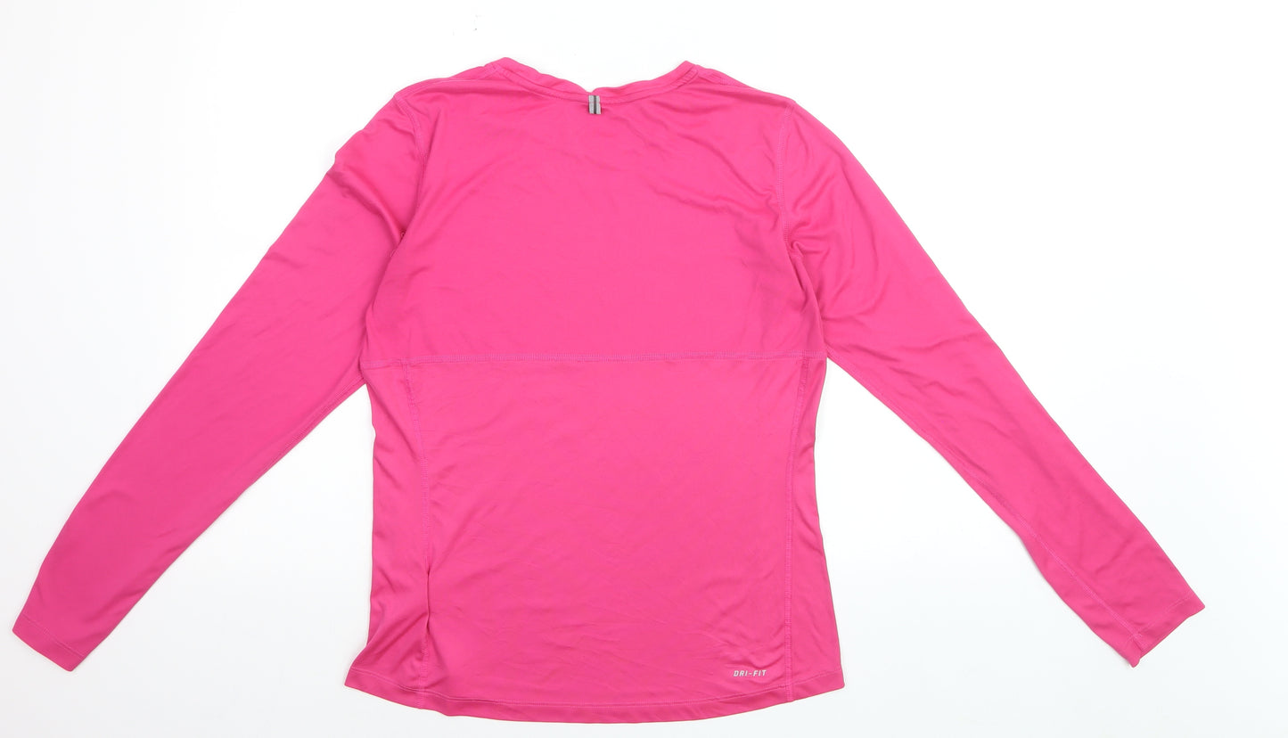 Nike Women's Pink Dri-FIT Long Sleeve Running Top Size M