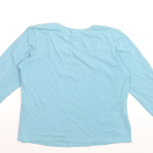 Linden Womens Blue Long Sleeve Scoop Neck Stretch T-Shirt 2XL