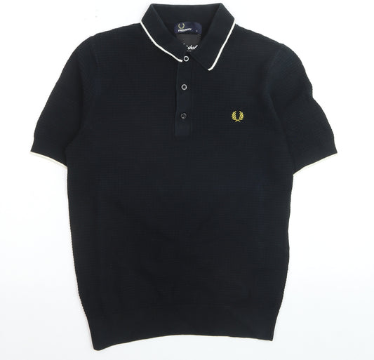 Fred Perry x Marshall Black Cotton Men's Polo Shirt S Short Sleeve