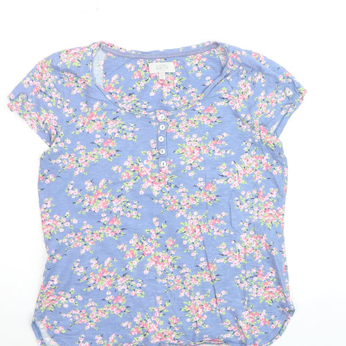 Laura Ashley Women’s Blue Floral Cotton Short Sleeve T-Shirt UK 12