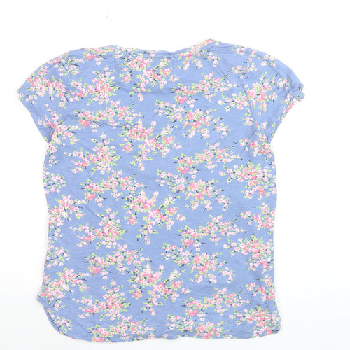Laura Ashley Women’s Blue Floral Cotton Short Sleeve T-Shirt UK 12