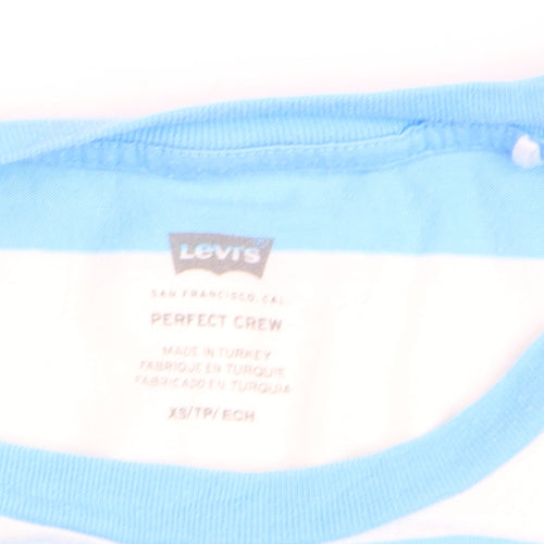 Levi's Men's Blue White Striped Crew Neck T-Shirt XS