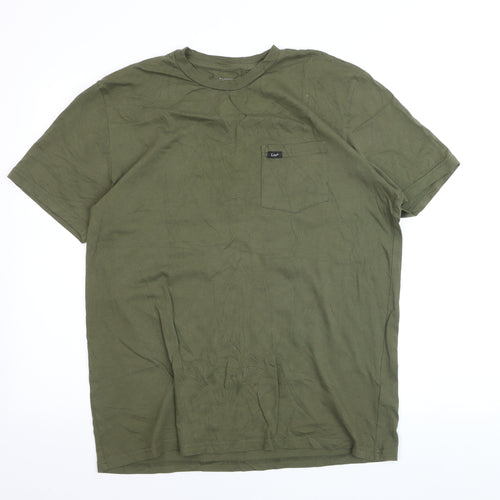 Lee Men's Green Regular Fit Cotton T-Shirt Size L