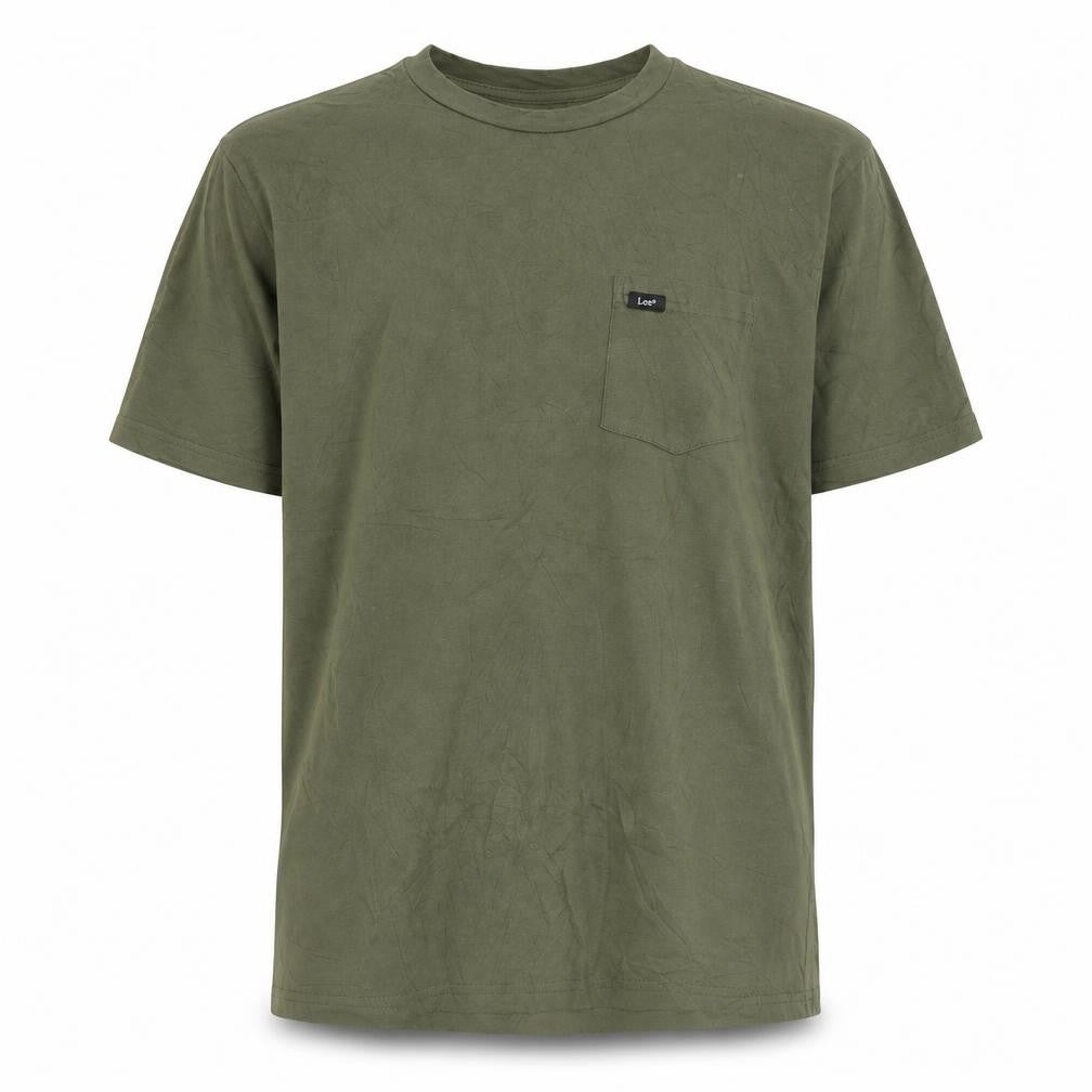 Front view of Lee Men's Green Regular Fit Cotton T-Shirt, size L