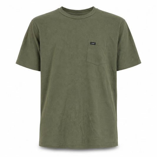 Front view of Lee Men's Green Regular Fit Cotton T-Shirt, size L
