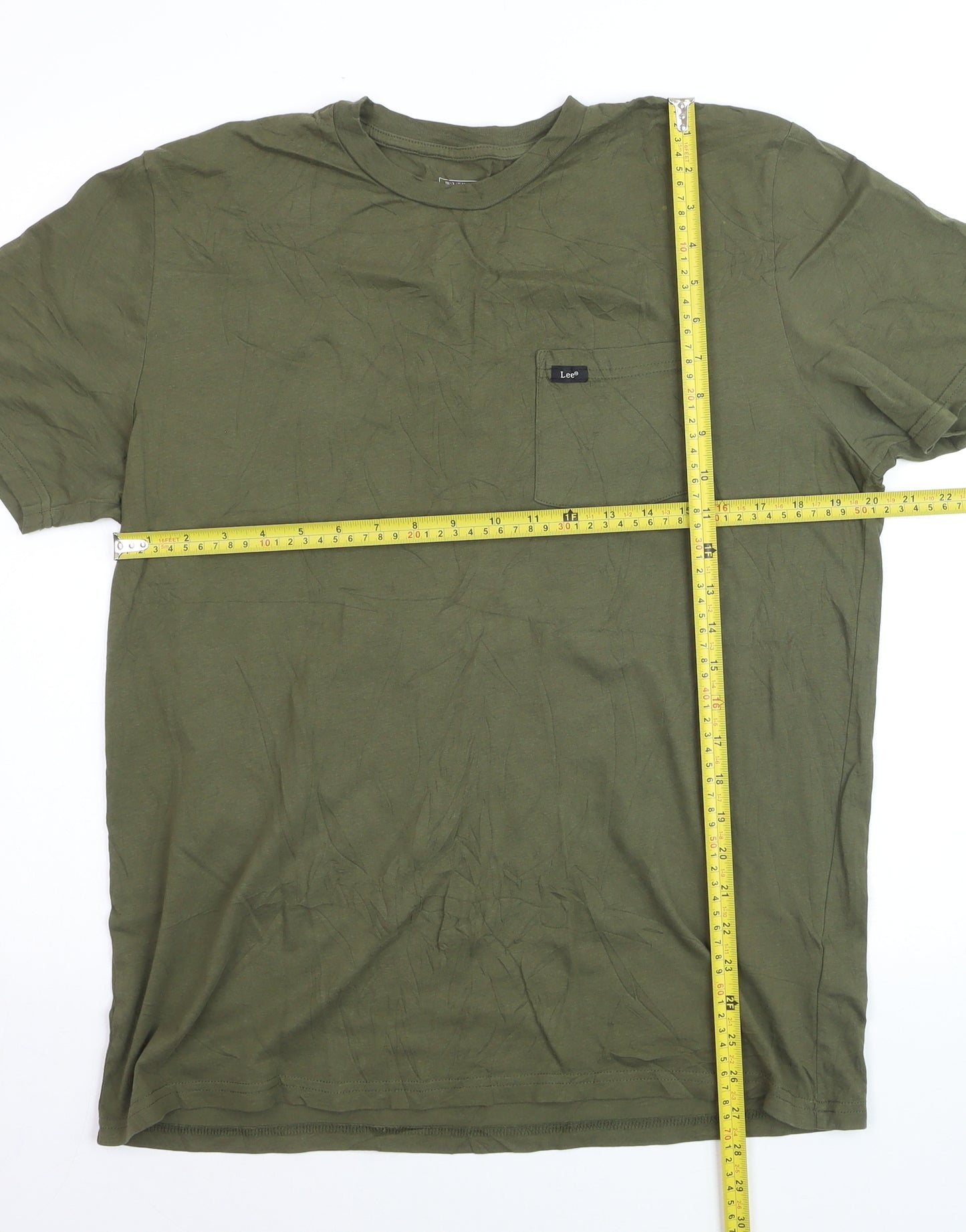 Lee Men's Green Regular Fit Cotton T-Shirt Size L