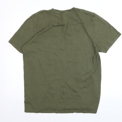 Lee Men's Green Regular Fit Cotton T-Shirt Size L