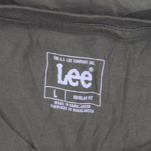 Lee Men's Green Regular Fit Cotton T-Shirt Size L