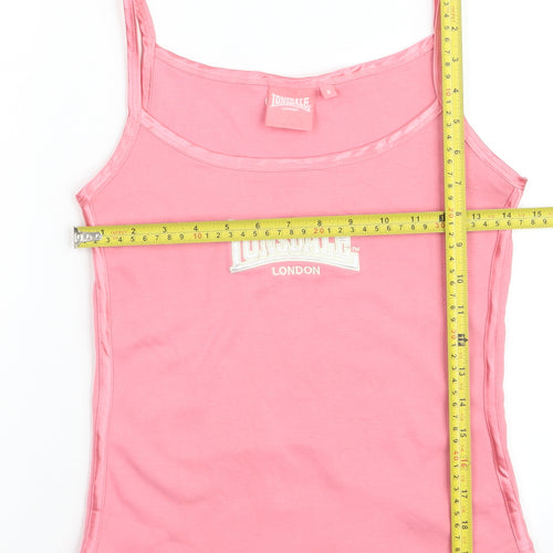 Lonsdale Women's Pink Scoop Neck Camisole Tank Top Size 8