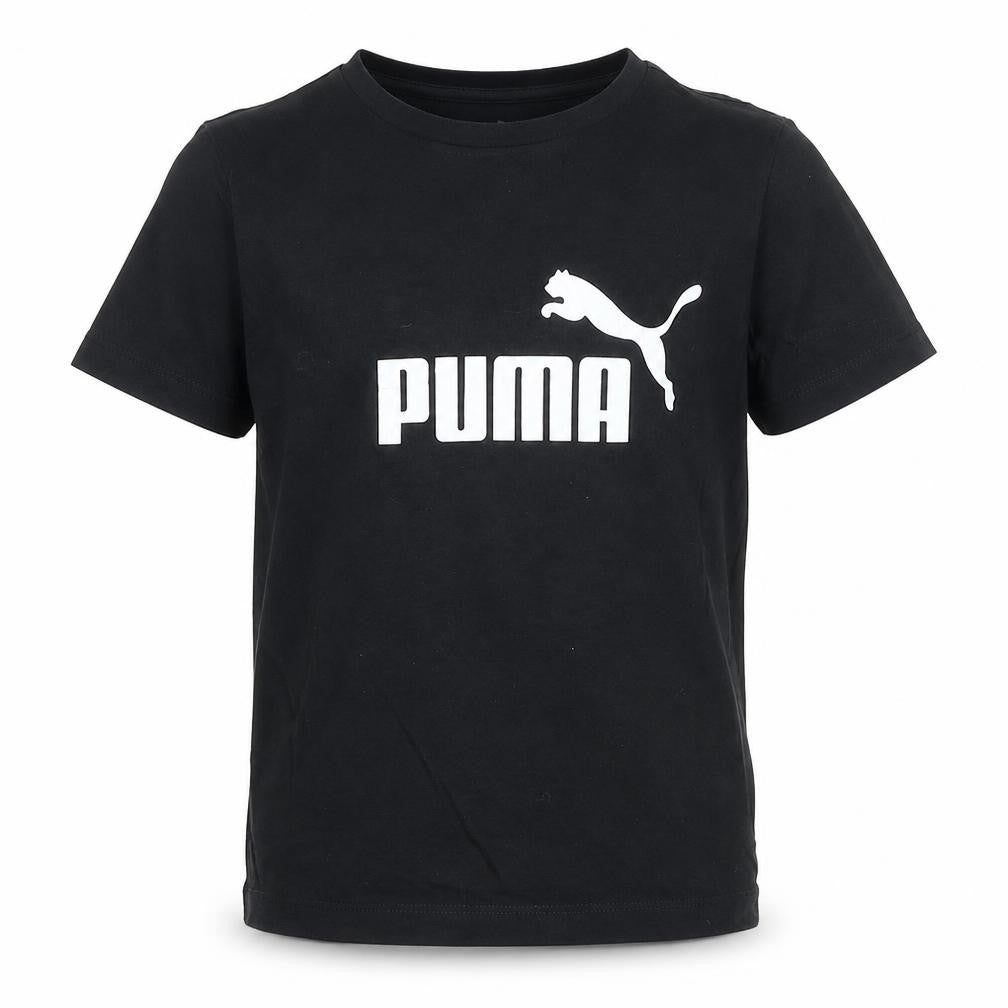 PUMA Boys Black 9-10 Years Graphic Logo Cotton T-Shirt