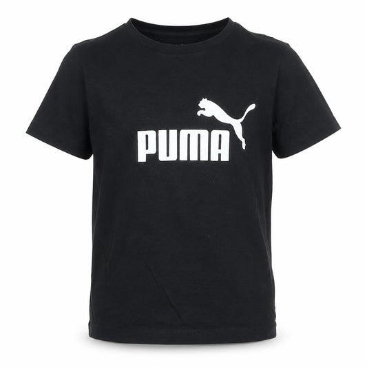 PUMA Boys Black 9-10 Years Graphic Logo Cotton T-Shirt