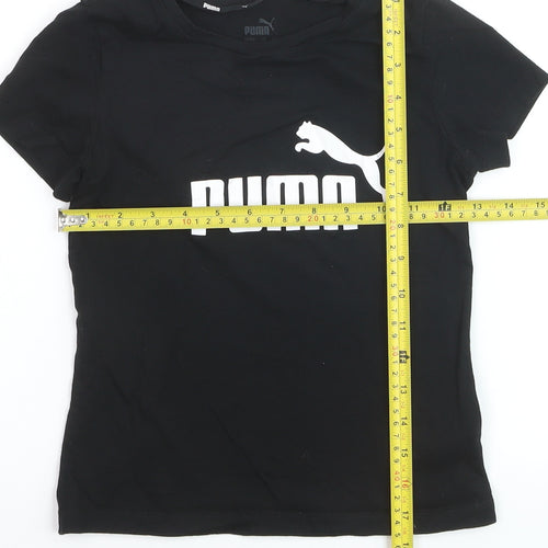 PUMA Boys Black 9-10 Years Graphic Logo Cotton T-Shirt