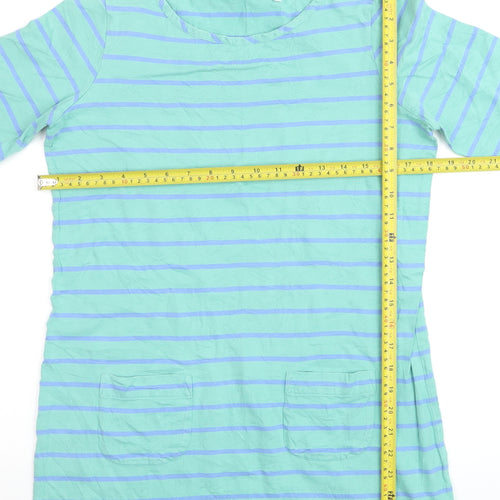 Boden Women’s Blue Striped Shift Dress Size 12 Cotton 3/4 Sleeve