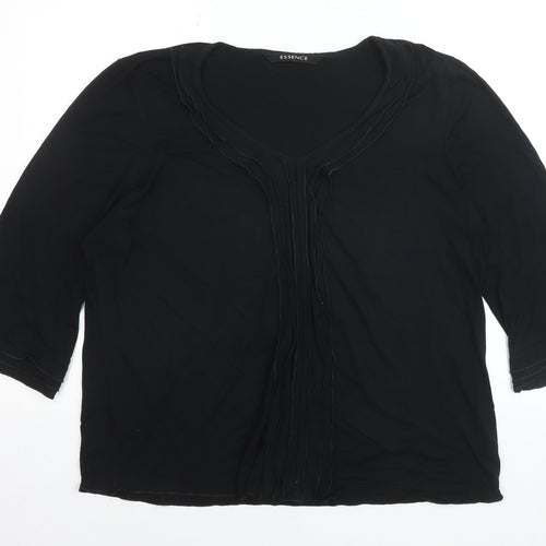 Essence Women’s Black V-Neck 3/4 Sleeve Tunic Blouse Size 20