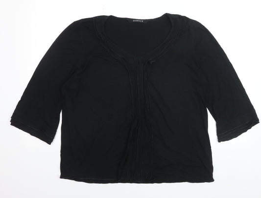 Essence Women’s Black V-Neck 3/4 Sleeve Tunic Blouse Size 20