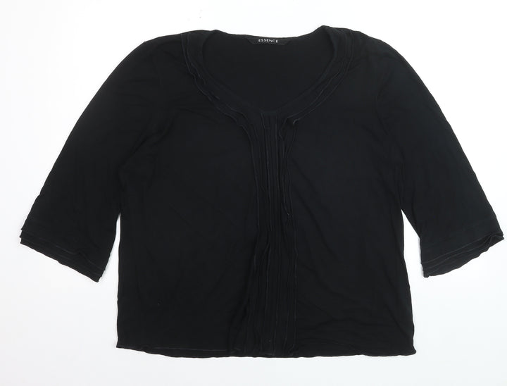 Essence Women’s Black V-Neck 3/4 Sleeve Tunic Blouse Size 20