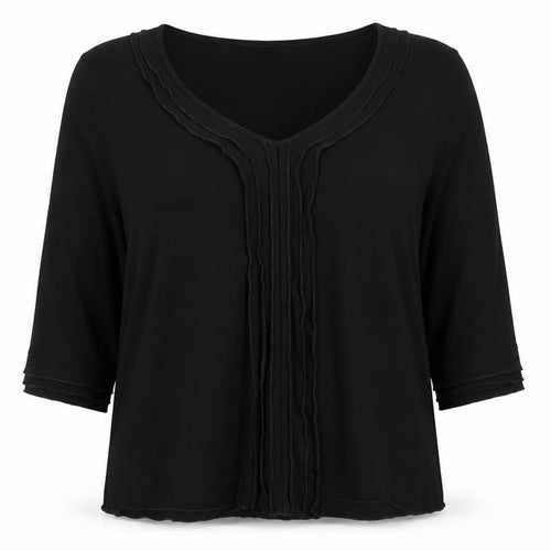Essence Women’s Black V-Neck 3/4 Sleeve Tunic Blouse Size 20