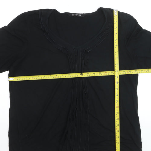 Essence Women’s Black V-Neck 3/4 Sleeve Tunic Blouse Size 20