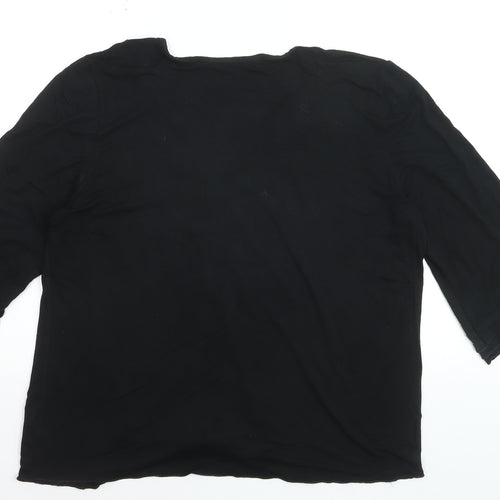 Essence Women’s Black V-Neck 3/4 Sleeve Tunic Blouse Size 20