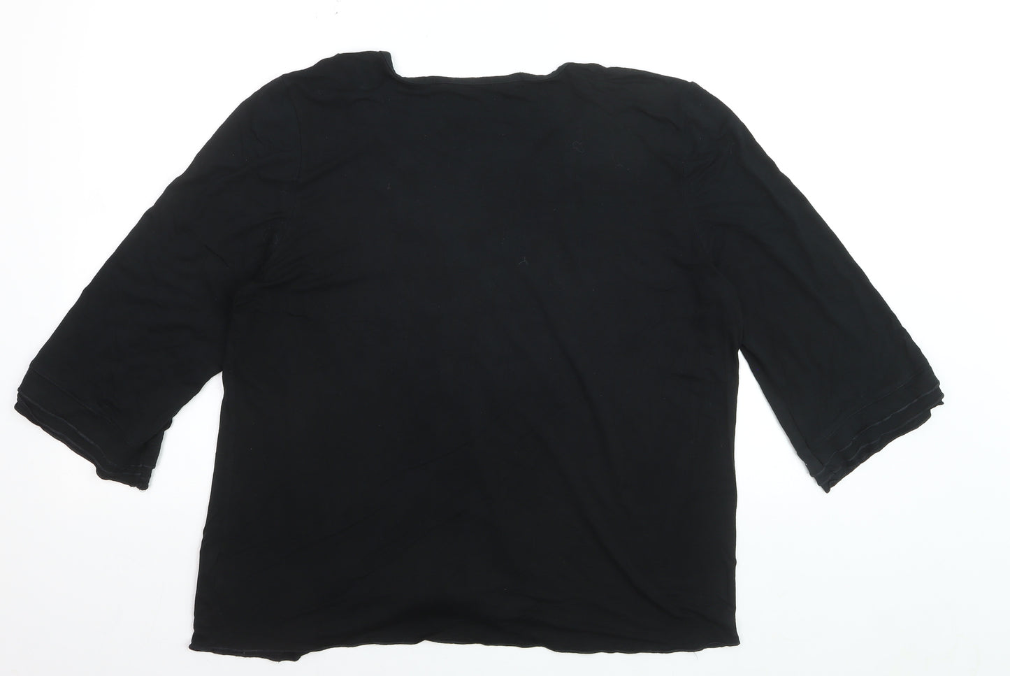 Essence Women’s Black V-Neck 3/4 Sleeve Tunic Blouse Size 20