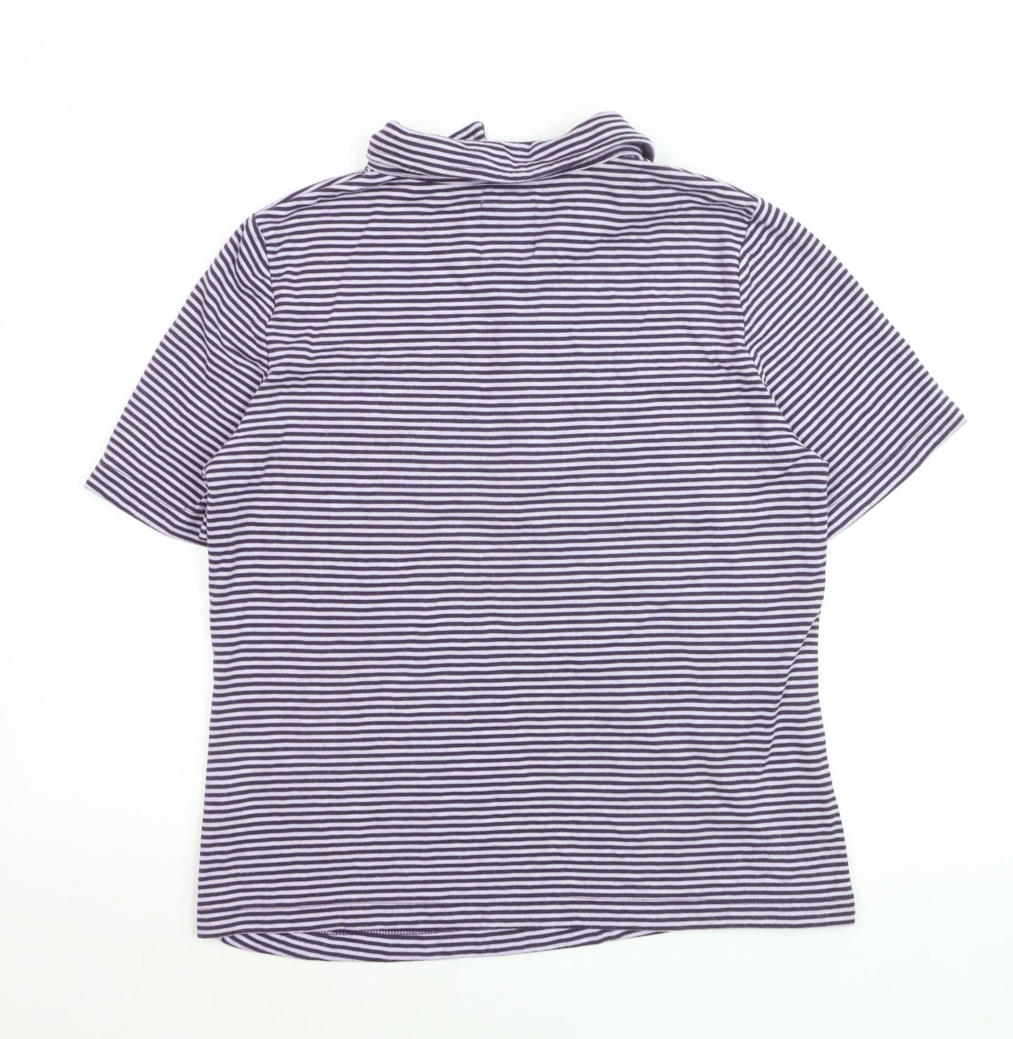 Dash Womens Purple Striped Polo Shirt Size 14 Short Sleeve
