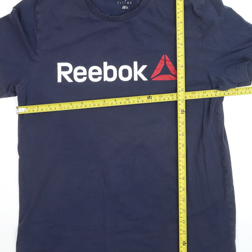 Reebok Men's Blue Large Logo Sports Cotton T-Shirt