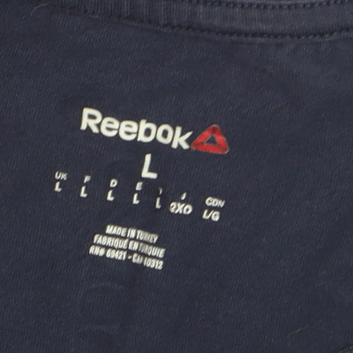 Reebok Men's Blue Large Logo Sports Cotton T-Shirt