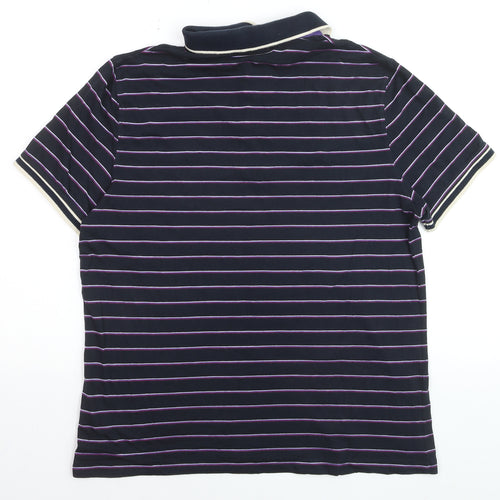 Ted Baker Men's Blue Striped Polo Shirt Size L Cotton Blend
