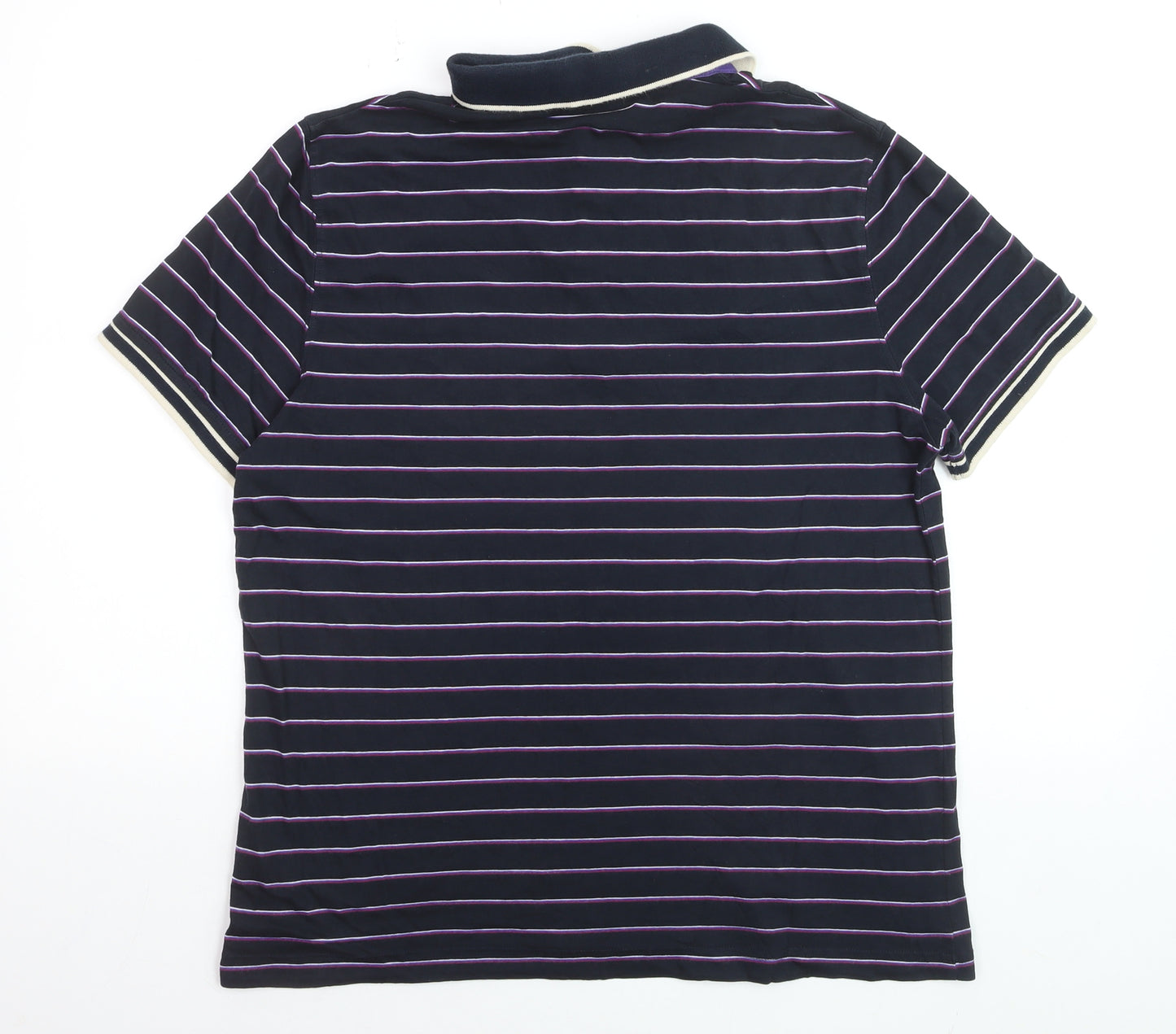 Ted Baker Men's Blue Striped Polo Shirt Size L Cotton Blend