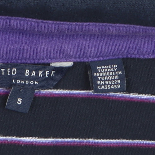 Ted Baker Men's Blue Striped Polo Shirt Size L Cotton Blend