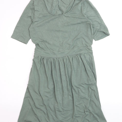 Lands' End Womens Green Fit & Flare Jersey Dress Size S