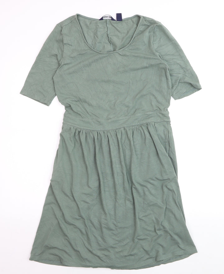 Lands' End Womens Green Fit & Flare Jersey Dress Size S