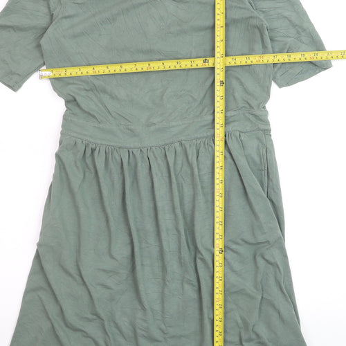 Lands' End Womens Green Fit & Flare Jersey Dress Size S