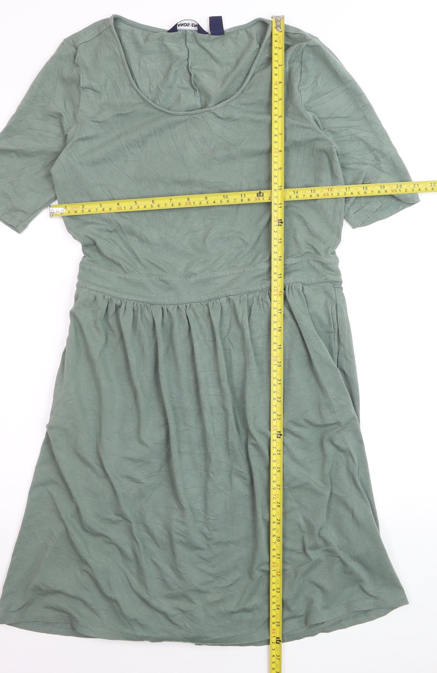 Lands' End Womens Green Fit & Flare Jersey Dress Size S